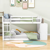 Low Full Over Full Bunk Beds for Kids, Toddlers with Storage - [Wood]