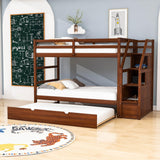 Low Twin Over Twin Bunk Beds for Kids with Storage Stairs and Trundle