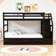 Low Twin Over Twin Bunk Beds for Kids with Storage Stairs and Trundle