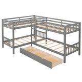 Twin L-Shaped Quad Bunk Bed with Storage - [Drawers, Ladder]