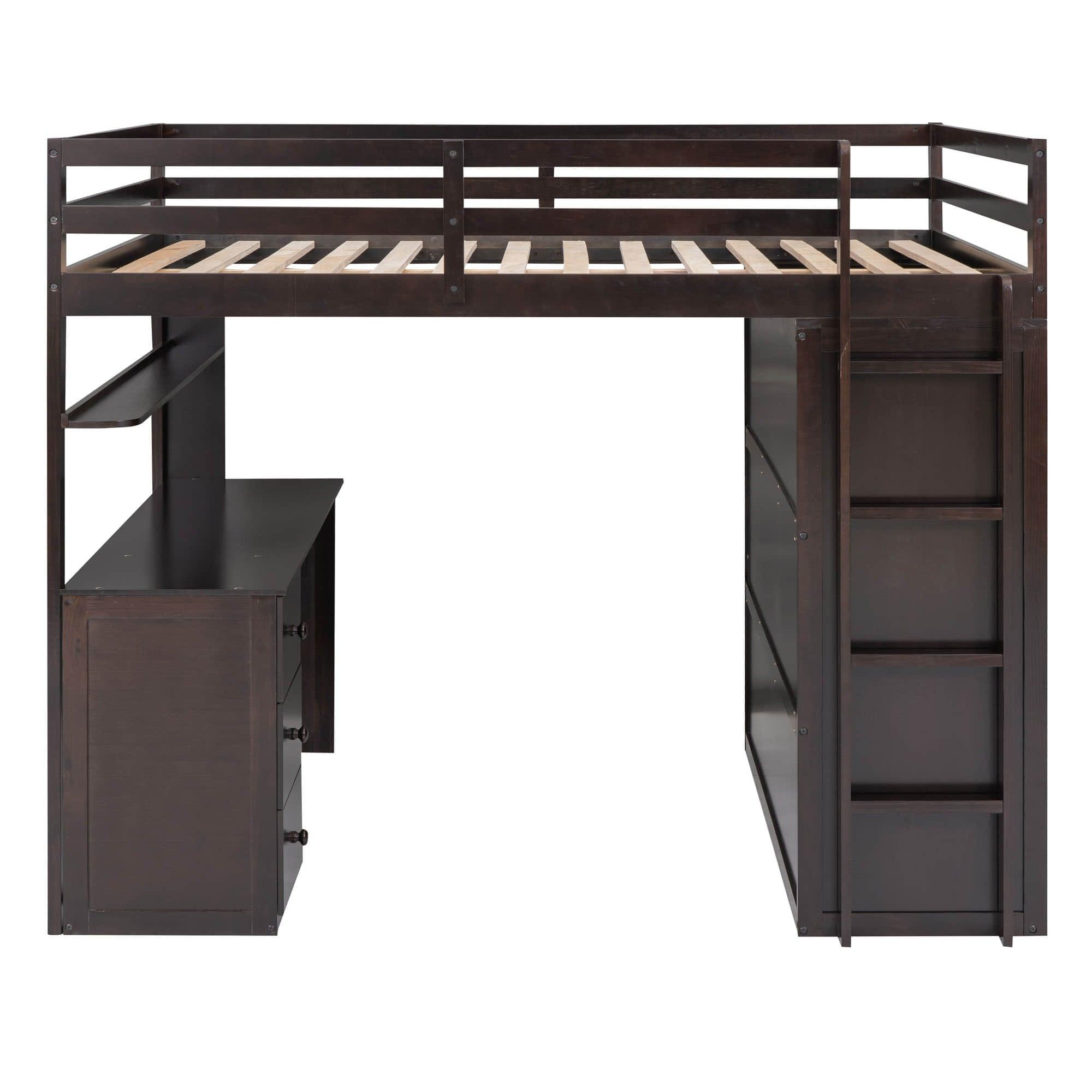 Full Size Loft Bed with Desk and Storage for Kids, Adults - [Wardrobe]