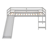 Wood Low Twin Loft Bed for Kids, Toddler with Slide