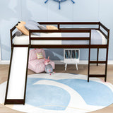 Wood Low Twin Loft Bed for Kids, Toddler with Slide