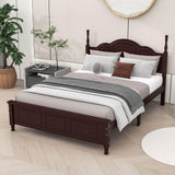 Wood Traditional Full Size Platform Bed Frame with Headboard