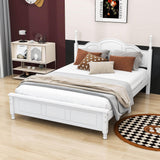 Wood Traditional Queen Size Platform Bed Frame with Headboard