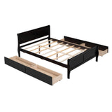 Wood Full Size Sleigh Bed Frame with Headboard and Storage Drawers