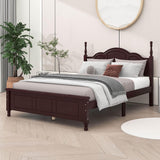 Wood Traditional Full Size Platform Bed Frame with Headboard