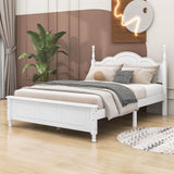 Wood Traditional Full Size Platform Bed Frame with Headboard