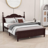 Wood Traditional Full Size Platform Bed Frame with Headboard