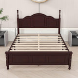 Wood Traditional Full Size Platform Bed Frame with Headboard