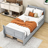 Wood Twin Sleigh Bed Frame with Headboard and Storage Drawers