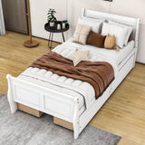 Wood Twin Sleigh Bed Frame with Headboard and Storage Drawers