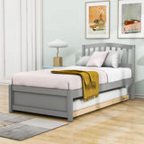 Wooden Twin Platform Bed with Trundle and Headboard