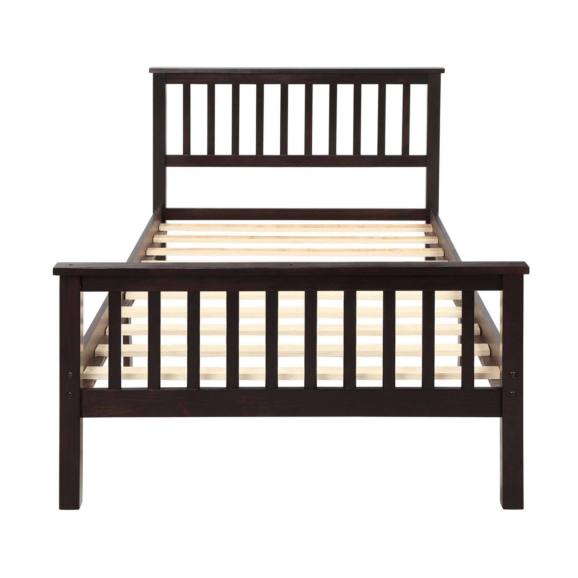 Twin Size Kids Platform Bed Frame with Headboard - [Mattress Foundation]