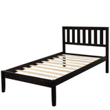 Wood Twin Size Platform Bed Frame with Headboard - [Mattress Foundation]