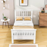 Wood Twin Platform Bed with Headboard and Footboard