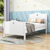 Wood Girls Twin Platform Bed with Headboard and Footboard