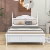 Wood Traditional Full Size Platform Bed Frame with Headboard