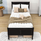 Wood Twin Sleigh Bed Frame with Headboard and Storage Drawers