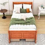 Wood Twin Sleigh Bed Frame with Headboard and Storage Drawers