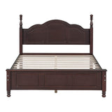 Wood Traditional Full Size Platform Bed Frame with Headboard