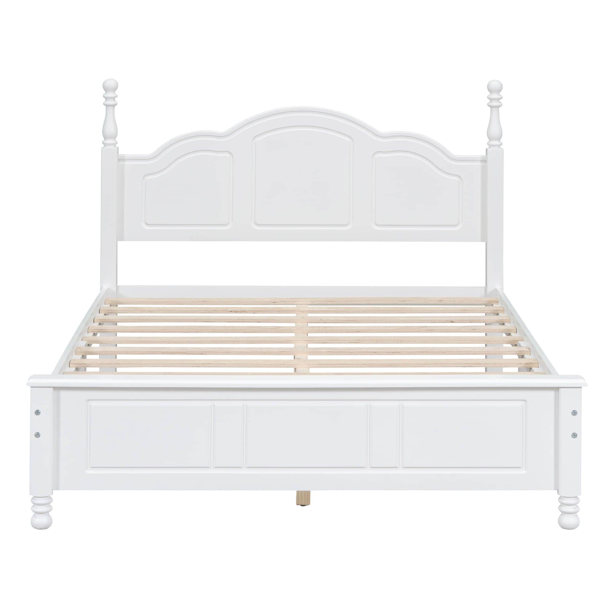 Wood Traditional Full Size Platform Bed Frame with Headboard