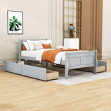 Wood Twin Sleigh Bed Frame with Headboard and Storage Drawers