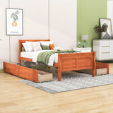 Wood Twin Sleigh Bed Frame with Headboard and Storage Drawers