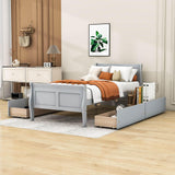 Wood Twin Sleigh Bed Frame with Headboard and Storage Drawers