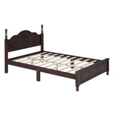 Wood Traditional Full Size Platform Bed Frame with Headboard