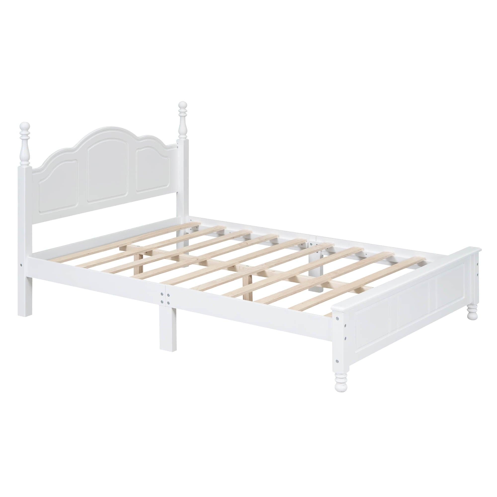 Wood Traditional Full Size Platform Bed Frame with Headboard