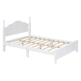 Wood Traditional Full Size Platform Bed Frame with Headboard