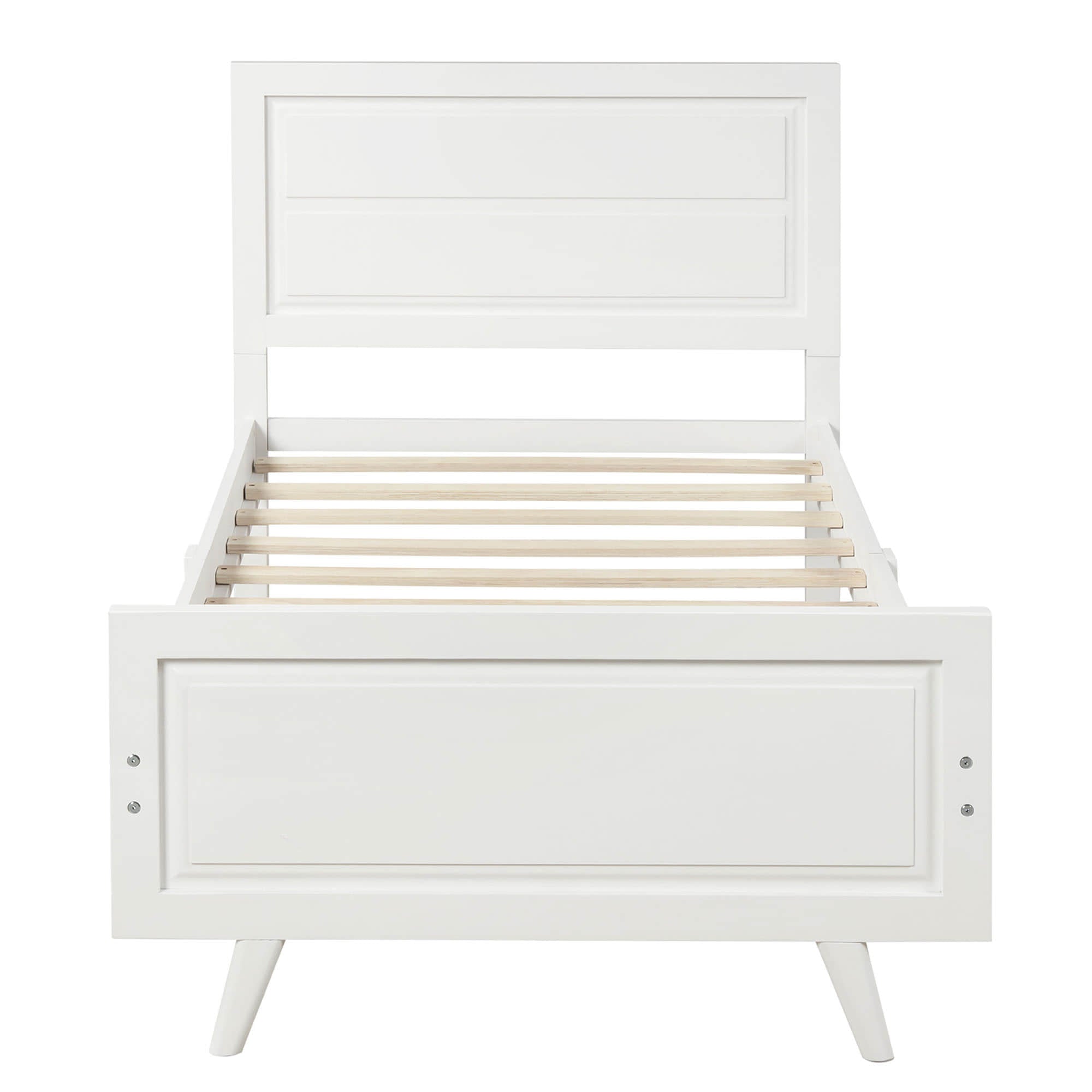 Wood Twin Platform Girls Bed Frame with Headboard and Footboard