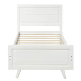 Wood Twin Platform Girls Bed Frame with Headboard and Footboard