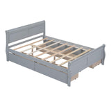 Wood Full Size Sleigh Bed Frame with Headboard and Storage Drawers