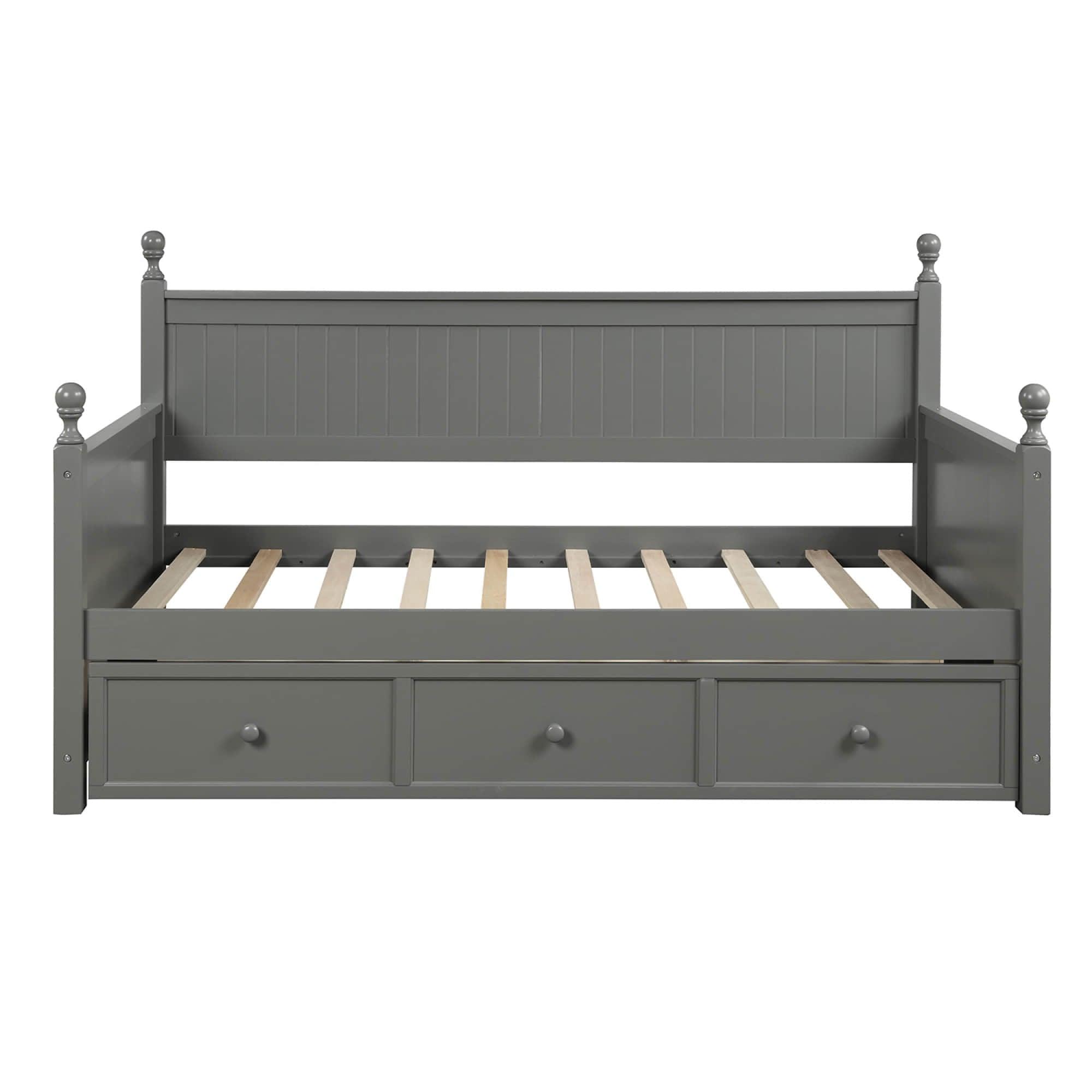 Wood Twin Daybed with Storage Drawers and Beadboard Back