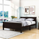 Wooden Queen Size Sleigh Bed with Headboard and Footboard