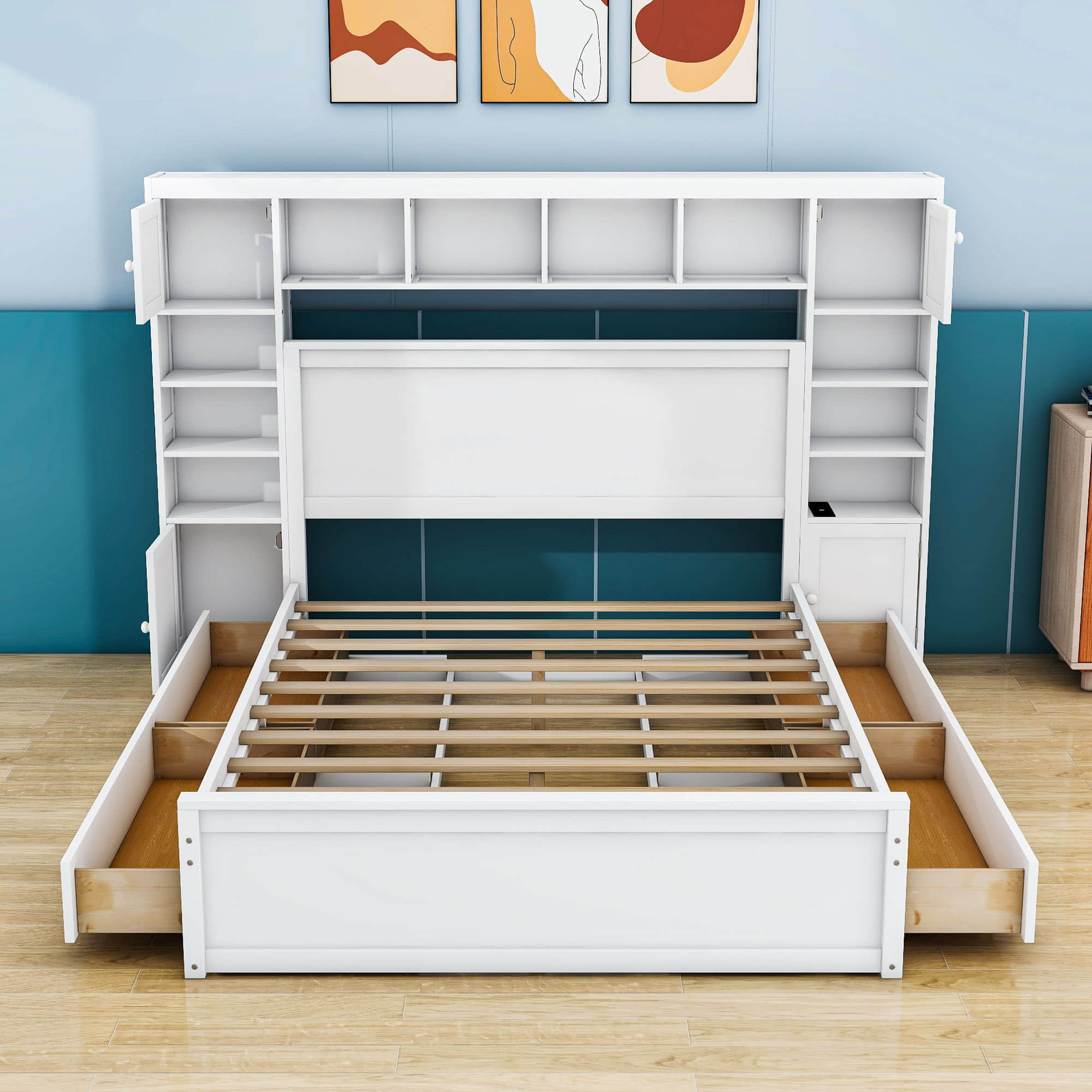 Smart Queen Storage Bed Frame with Headboard and Charging Station