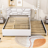 Queen Upholstered Platform Bed Frame with Headboard, Twin XL Trundle Bed