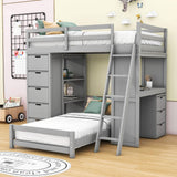 Smart Twin Over Twin Bunk Beds with Desk and Storage Chest, Drawers