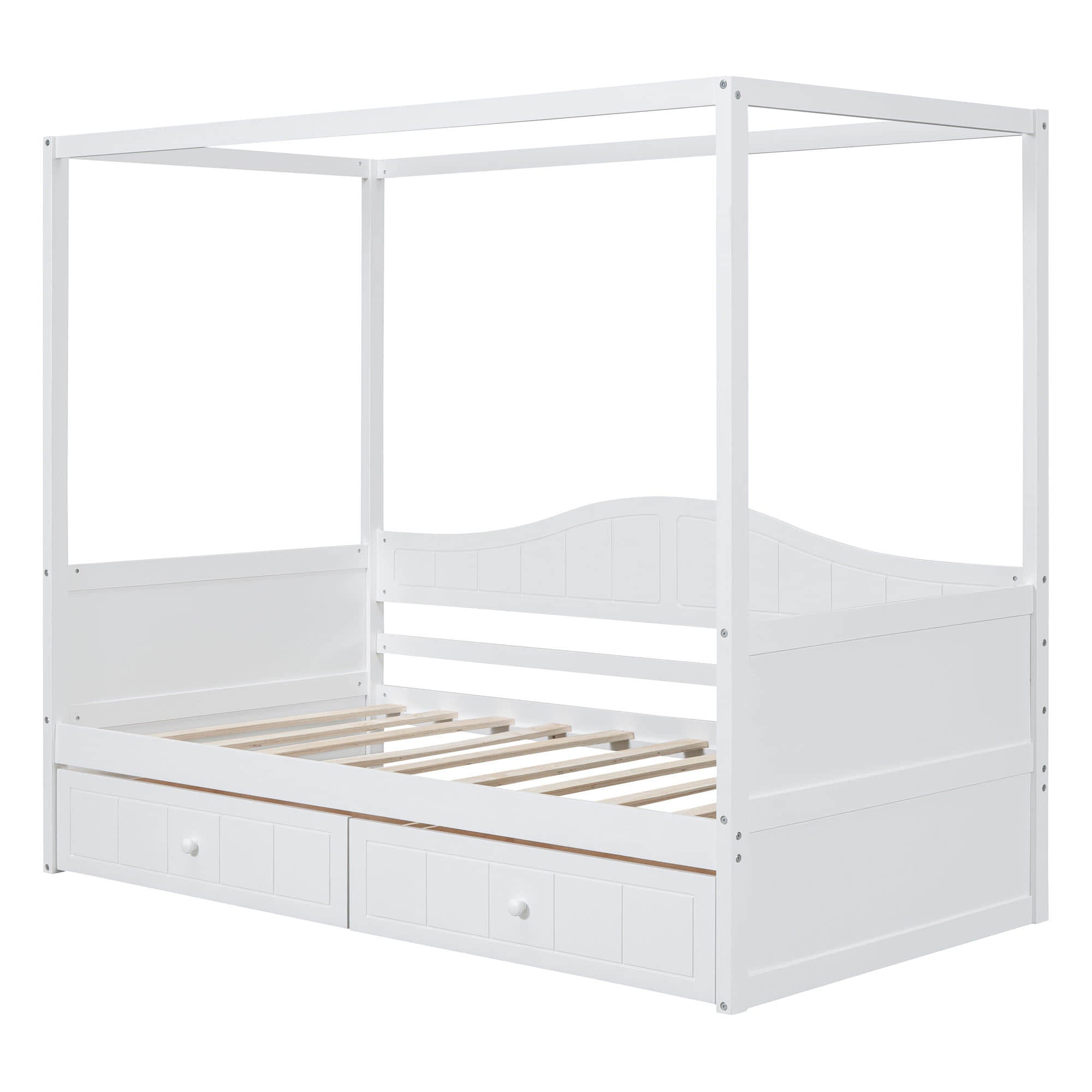 Wood Twin Size Canopy Daybed with Storage Drawers in Living Room