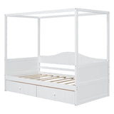 Wood Twin Size Canopy Daybed with Storage Drawers in Living Room