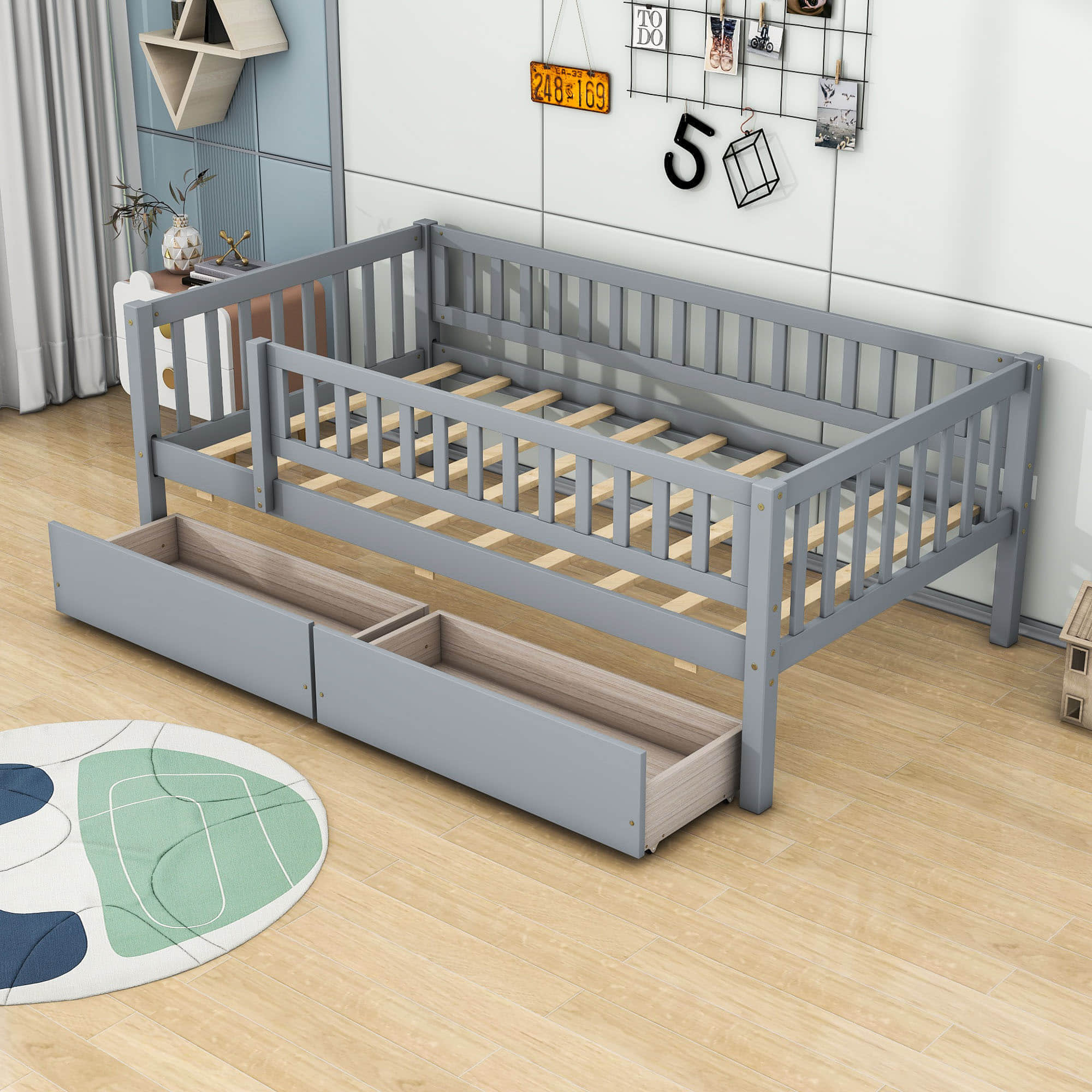 Twin Size Toddler Nursery Daybed with Storage Drawers