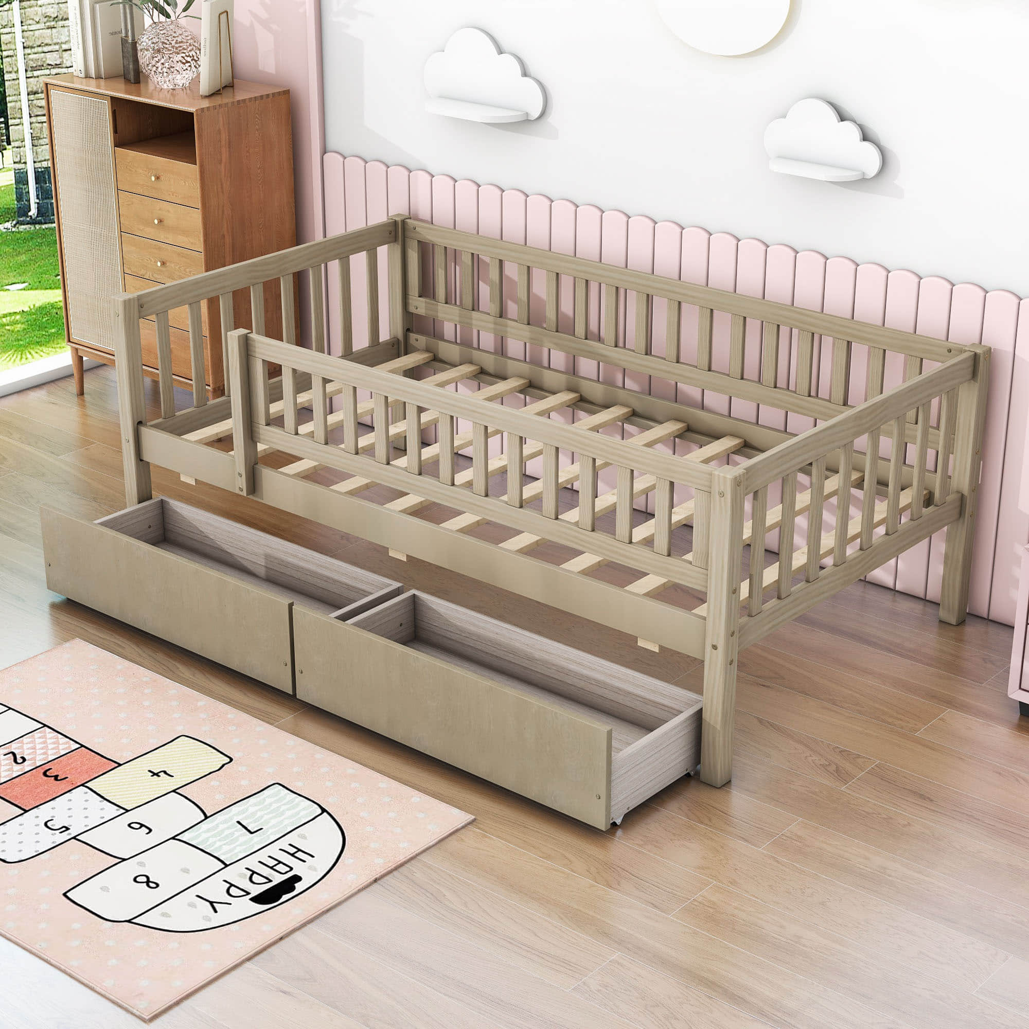 Twin Size Toddler Nursery Daybed with Storage Drawers