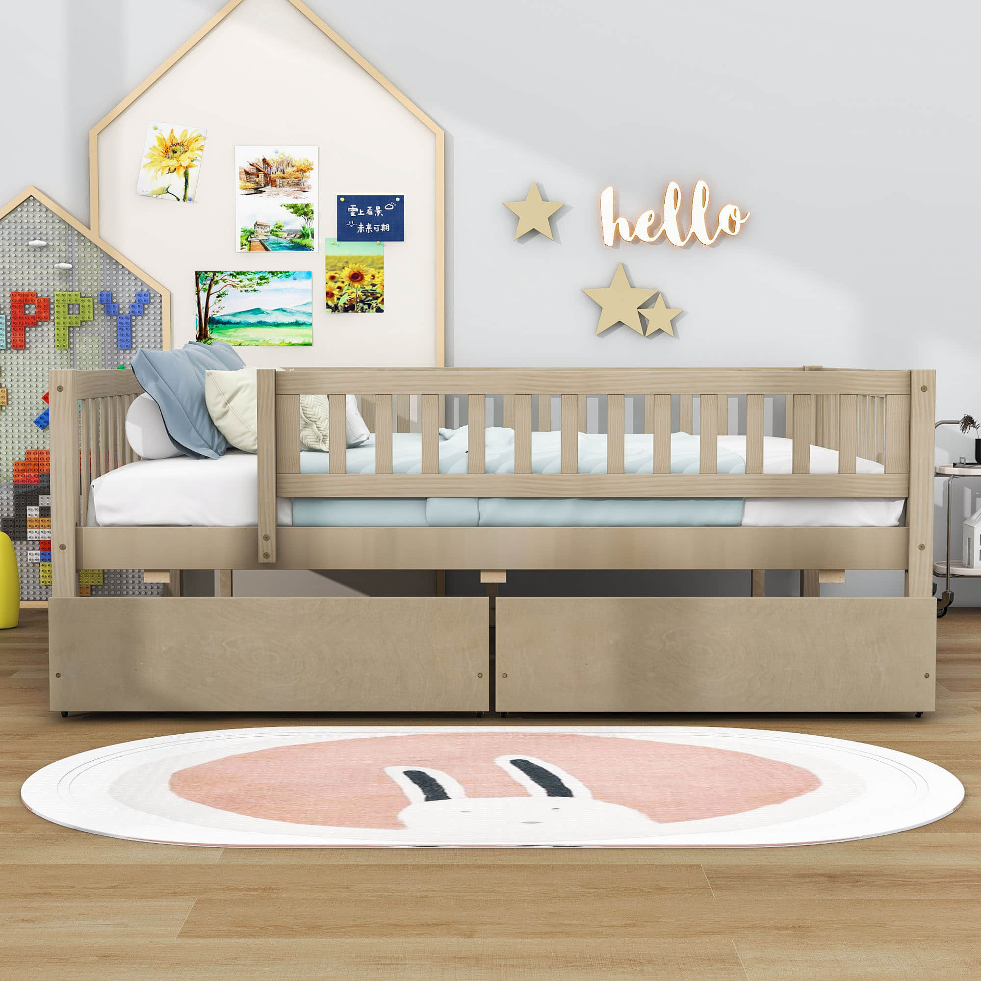 Full Size Toddler Nursery Daybed with Storage Drawers