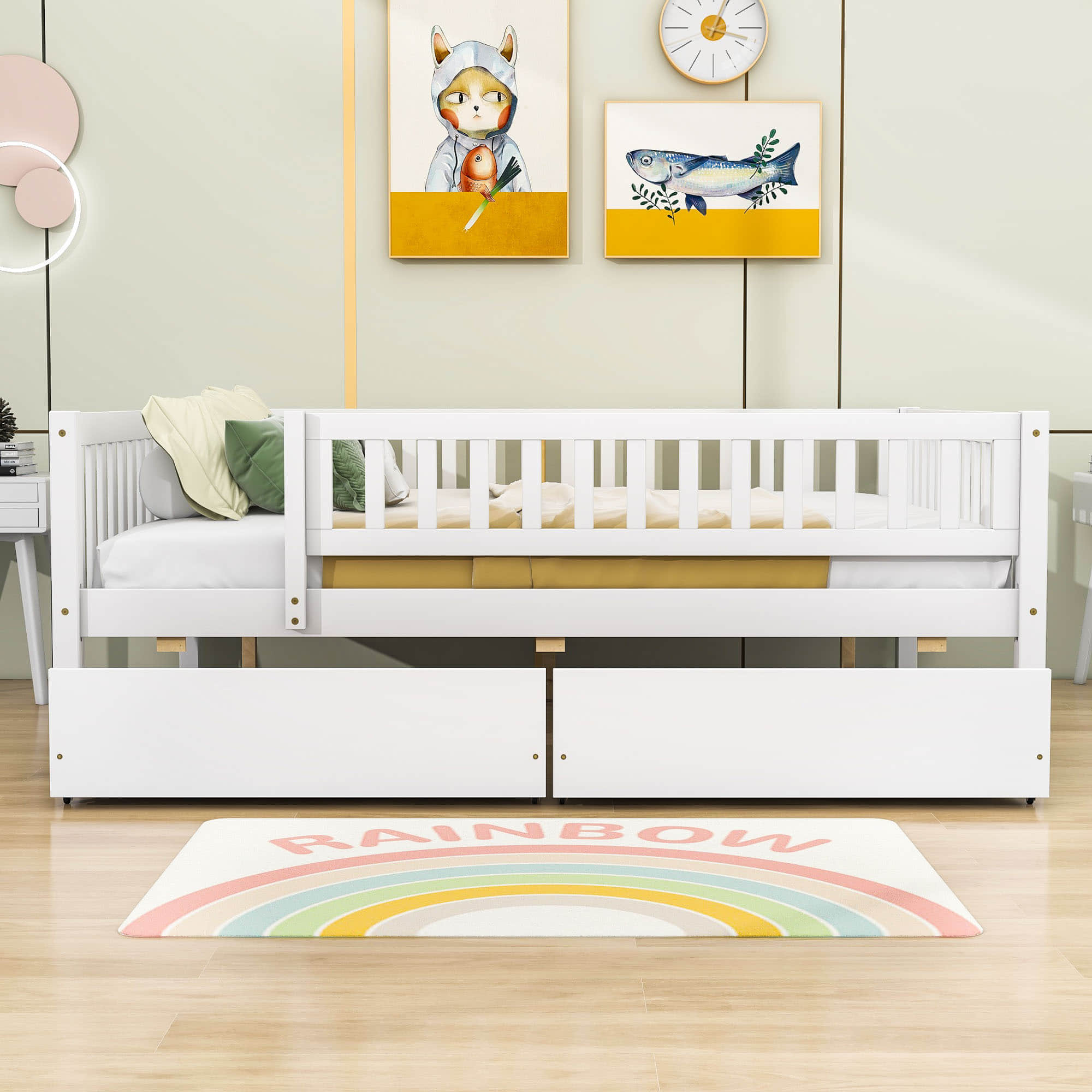 Full Size Toddler Nursery Daybed with Storage Drawers