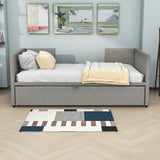 Twin Size Upholstered Daybed with Adjustable Pop Up Trundle