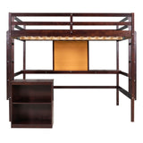 Full Size Loft Bed with Desk and Storage, Writing Board for Adults