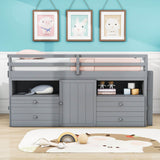 Low Twin Loft Bed Frame with Storage for Kids - [Drawers, Cabinet, Shelves]