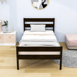 Wooden Twin Bed Frame with Slat Headboard and Footboard